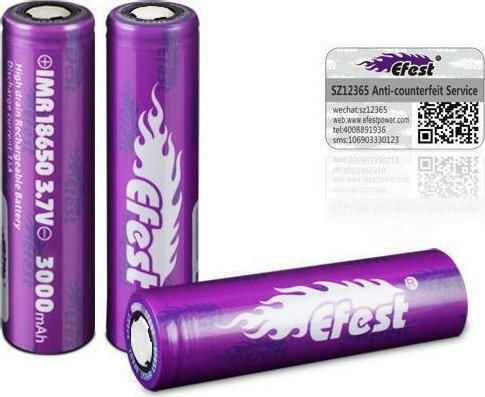 Efest Επαναφορτιζόμενη Μπαταρία 18650 Li-Mn 3000mAh 3.7V 1τμχ