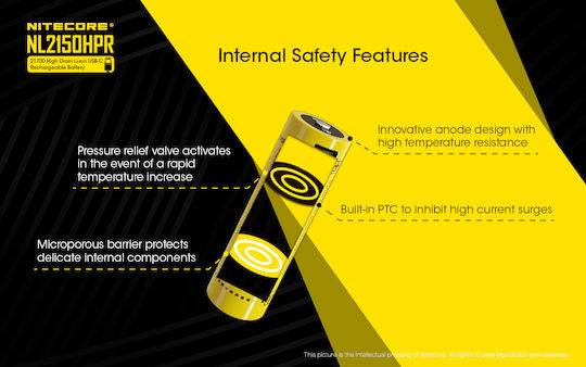 NiteCore NL2150HPR Wiederaufladbare Batterie 21700 Li-Ion 5000mAh 3.6V 1Stück