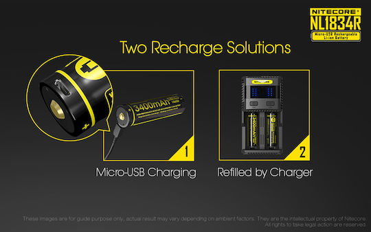 NiteCore NL1834R Презареждаща батерия 18650 Li-ion 3400mAh 3.6V 1бр