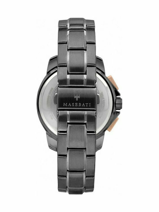 Maserati Herrenuhr 44mm Chronograph Solar mit Schwarz Metallarmband