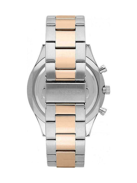 Trussardi T-Logo Herrenuhr 45mm Batterie mit Silbernem rostfreiem Stahlarmband