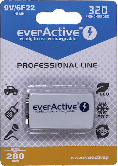 everActive Professional Line Презареждаща батерия 9V Ni-MH 280mAh 1бр