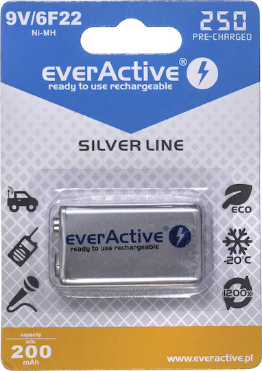 everActive Silver Line Wiederaufladbare Batterie 9V Ni-MH 250mAh 1Stück