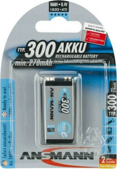 Ansmann Rechargable Battery 9V Ni-MH 300mAh 1pcs