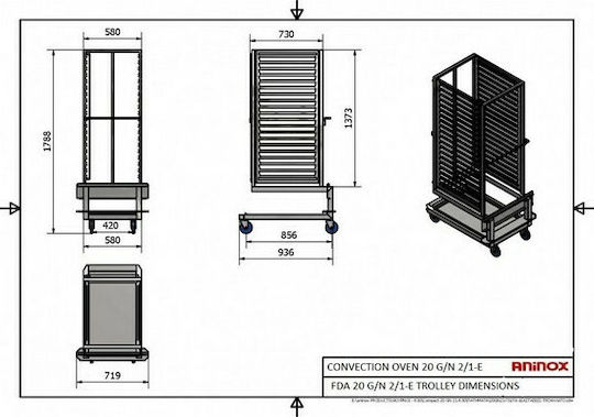 Aninox Aninox Τριφασικός Ηλεκτρικός Φούρνος με Ατμό 50kW FDΑ-20 G/N 2/1-E