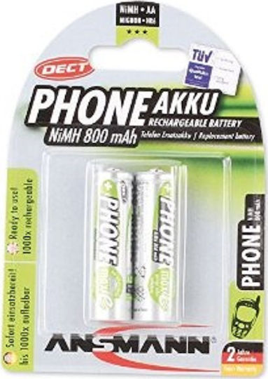 Ansmann Phone Rechargeable Battery AA Ni-MH 800mAh 1.2V 2pcs