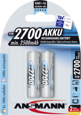 Ansmann Wiederaufladbare Batterien AA Ni-MH 2700mAh 1.2V 2Stück