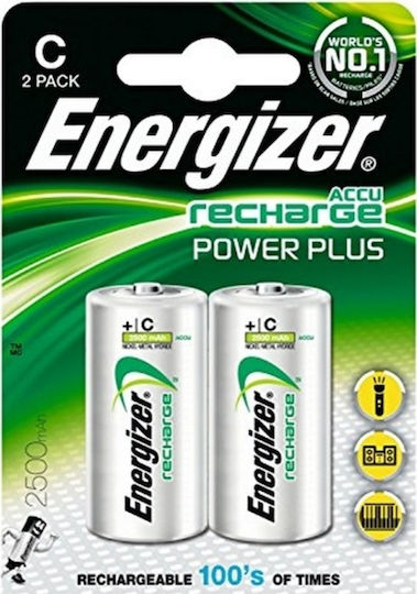 Energizer Power Plus Επαναφορτιζόμενες Μπαταρίες C Ni-MH 2500mAh 1.2V 2τμχ