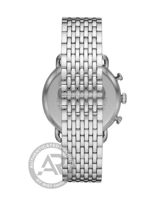 Emporio Armani Aviator Men's Watch 43mm Chronograph Battery with Silver Metal Bracelet