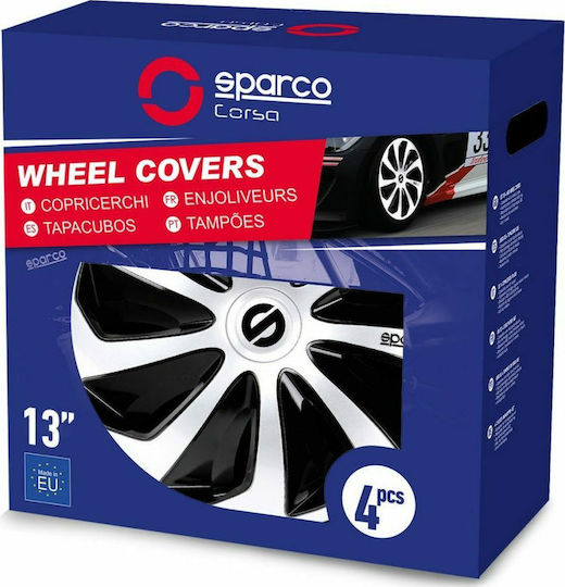 Sparco Σετ Τάσια Αυτοκινήτου Sicilia Pro 13" 4τμχ Μαύρο