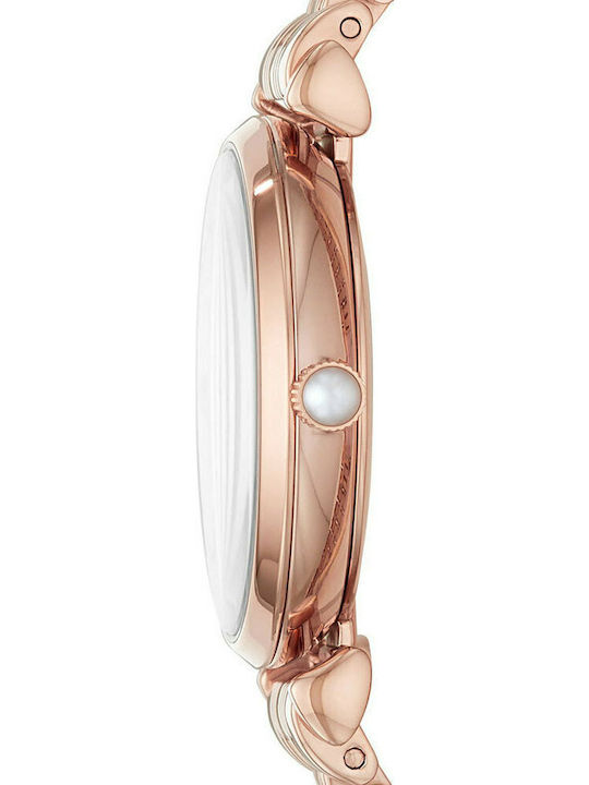 Emporio Armani Gianni T-Bar Women's Watch with Pink Gold Metal Bracelet