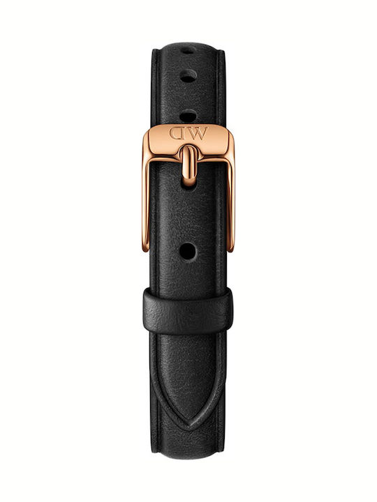Daniel Wellington Quadro Pressed Sheffield Women's Watch with Black Leather Strap