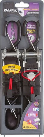 Master Lock Curea 450cm cu curele de bagaje auto & Carlig S pentru incarcaturi de pana la 400 kg Negru 2buc