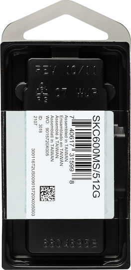 Kingston KC600 SSD 512GB mSATA Type with SATA III Connection SKC600MS/512G