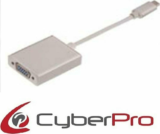 CyberPro Metal Shell 4K 30HZ Converter USB-C male to VGA female Silver 1pcs