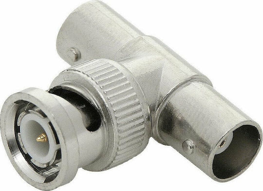 Spark Convertor BNC masculin în BNC 2x femelă Argintiu 1buc BNC-2F-1M