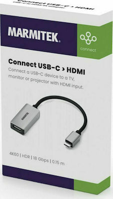 Marmitek Connect Μετατροπέας USB-C male σε HDMI female Ασημί