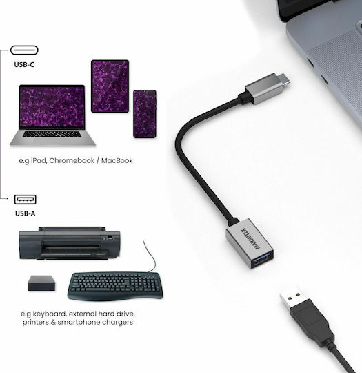 Marmitek Connect Μετατροπέας USB-C male σε USB-A female Ασημί 1τμχ
