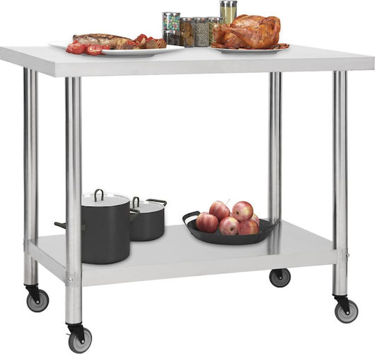 vidaXL Steel Workbench L100xD45xH85cm