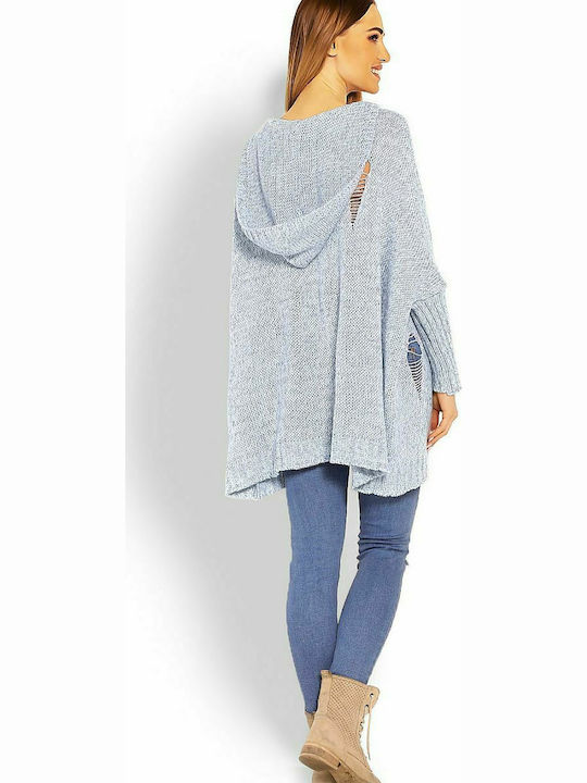 PeeKaBoo 30055 Women's Tunic Dress Long Sleeve with Hood Sky Blue 114562