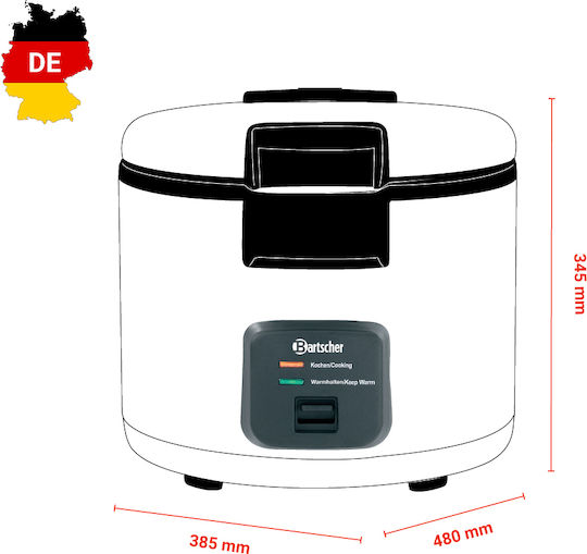 Bartscher Rice Cooker 1.95kW with Capacity 8lt
