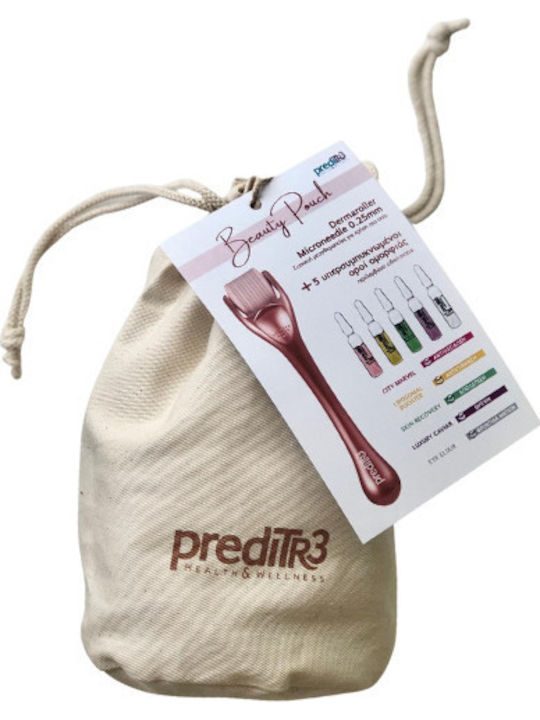 Preditr3 Beauty Pouch Комплект за грижа за кожата за Хидратация Дермаролер Микроигла и 5 ампули