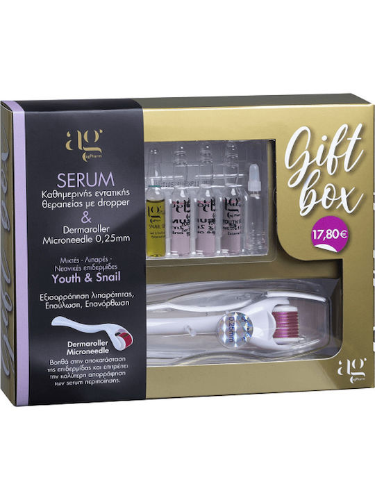 Ag Pharm Youth Serum, Snail Serum & Derma Roller Hautpflegeset für Feuchtigkeitsspendend 5Stück