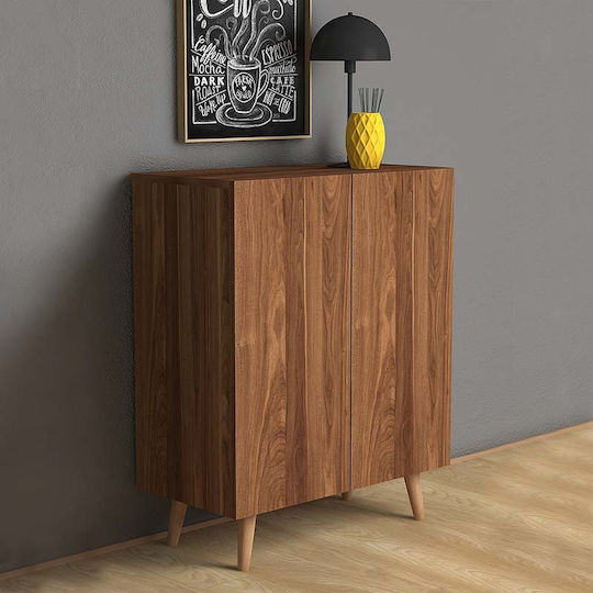 Luce Wooden Shoe Organizer with 4 Shelves Walnut 70x35x85cm