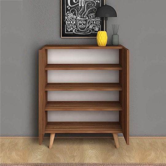 Luce Wooden Shoe Organizer with 4 Shelves Walnut 70x35x85cm