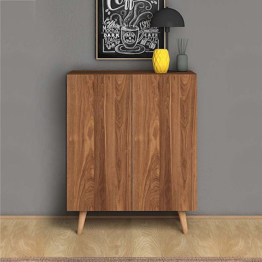 Luce Wooden Shoe Organizer with 4 Shelves Walnut 70x35x85cm