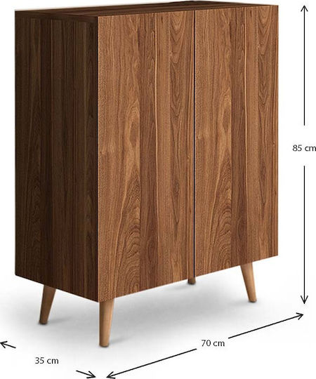 Luce Wooden Shoe Organizer with 4 Shelves Walnut 70x35x85cm