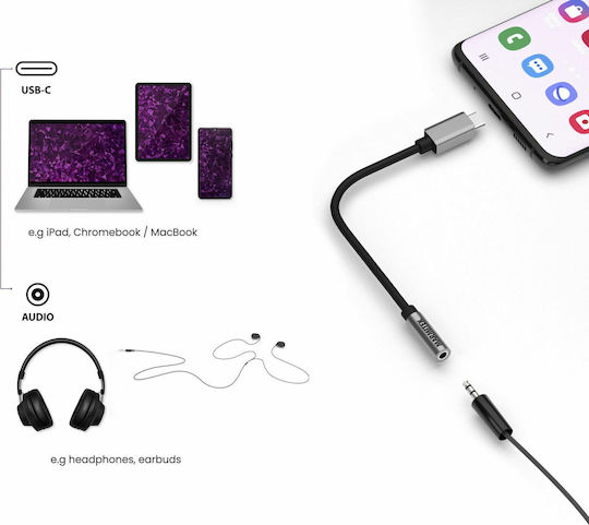 Marmitek Μετατροπέας USB-C male σε 3.5mm female Ασημί 1τμχ 8374