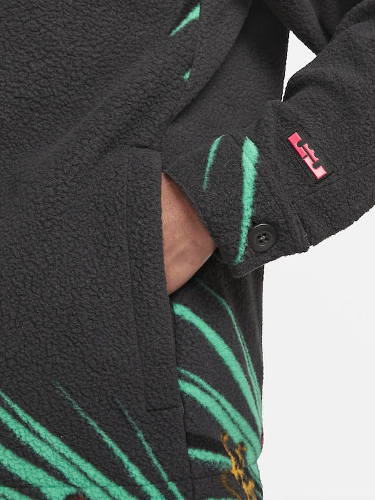 LeBron Sherpa Printed ButtonDown Jacket Мъжка Жилетка Dark Smoke Grey