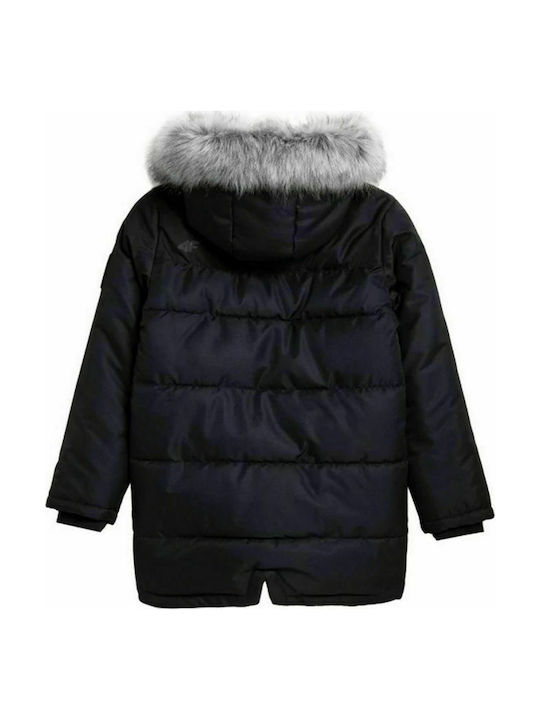 4F Kids Parka Long Hooded Navy Blue