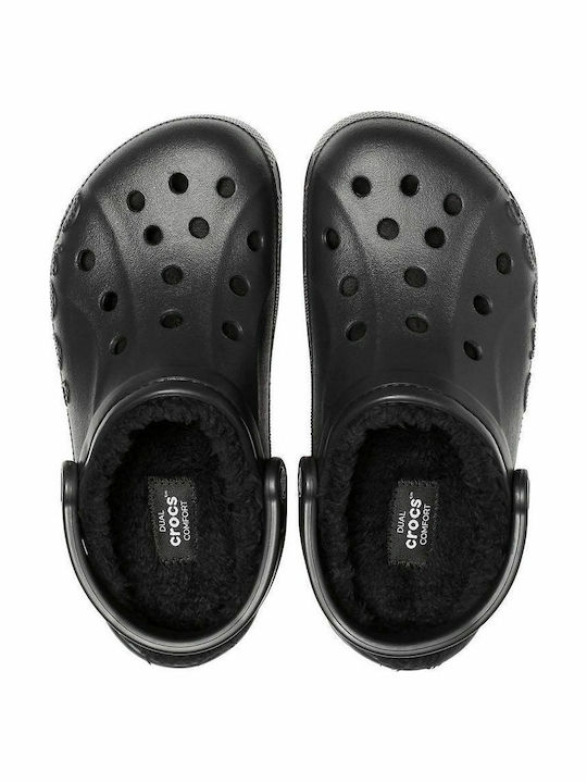 Crocs Baya Lined Anatomic Clogs with Fur Black
