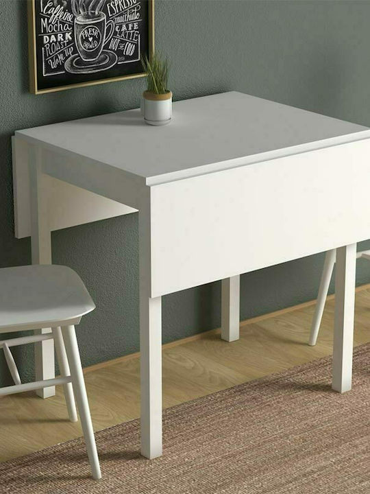 Katlanir Table Kitchen Extendable Wooden with Metal Frame White 59(+58)x78x75cm