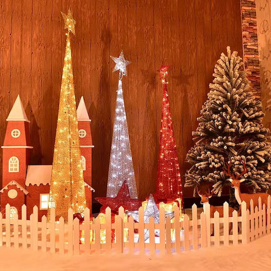 Christmas Decorative Illuminated Tree Pyramid 150cm Gold