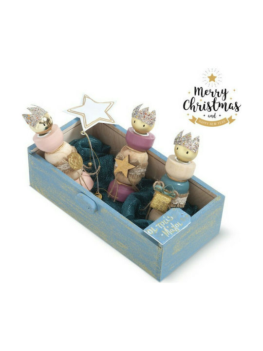 Parisis Christmas Wooden Figure Box Blue Height 30cm