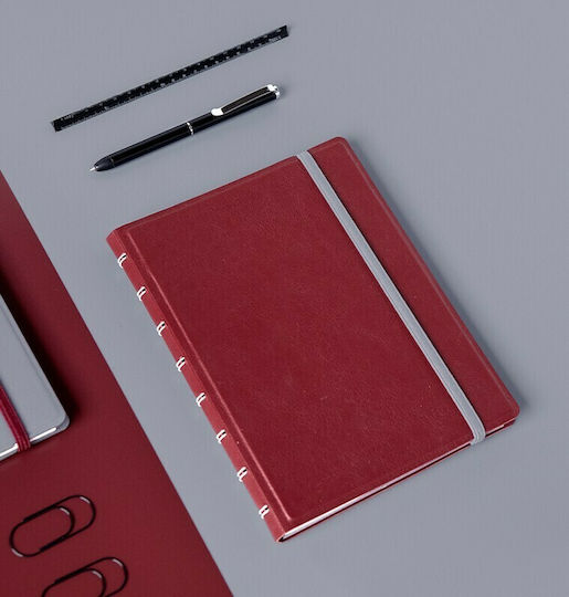 Filofax Notebook Notizbuch Spirale 56 Blätter A5 Geregelt mit Gummiband Rot