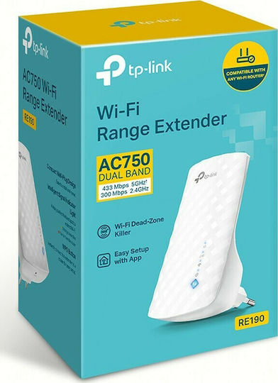 TP-LINK RE190 v5 Мрежа WiFi удължител Двулентов (2.4 и 5GHz) 750Mbps