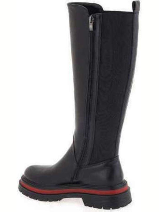 Synthetic Leather Medium Heel Women's Boots with Rubber / Zipper Black
