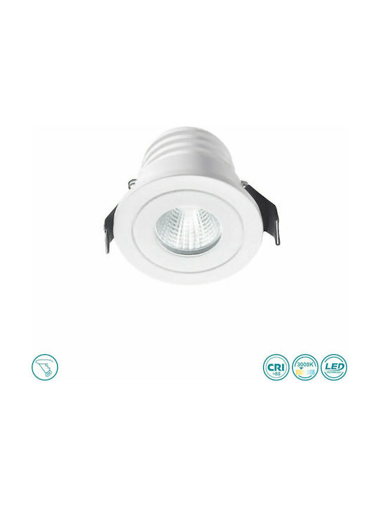Gea Luce Alya Rotund Metalic Spot Încorporat cu LED Integrat și Lumină Alb Cald Alb 5x5cm. 1buc