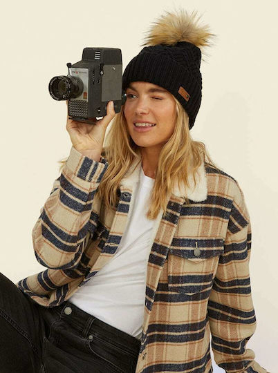 Ski Chic Pom Pom Beanie Beanie Knitted in Black color