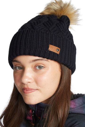 Ski Chic Pom Pom Beanie Beanie Knitted in Black color
