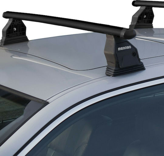 Menabo Car Roof Bars Steel 112cm for Citroen C4 5D 2004-2010 Set with Roof Rack Legs Black