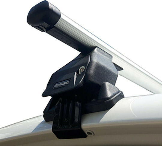 Menabo Aluminum Car Roof Bars for Alfa Romeo Alfa 147 3D Set with Roof Rack Legs Silver