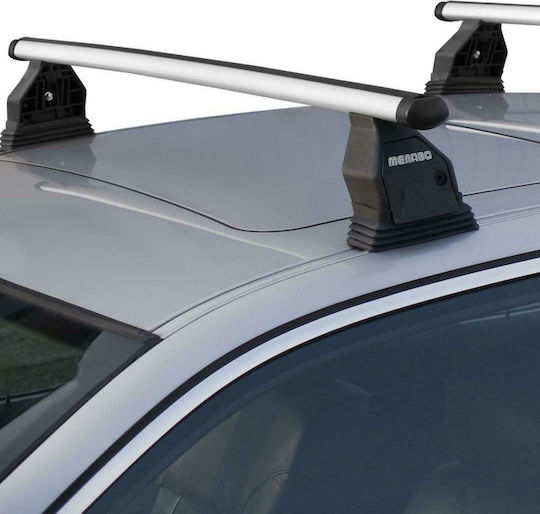 Menabo Aluminum Car Roof Bars 112cm for Mercedes-Benz C Class 4D Set with Roof Rack Legs Silver