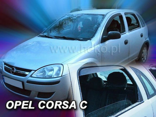 Heko Σετ Ανεμοθραύστες Αυτοκινήτου Μπροστινοί και Πίσω Σκούρο Φιμέ για Opel Corsa C 5D 2000-2006 4τμχ