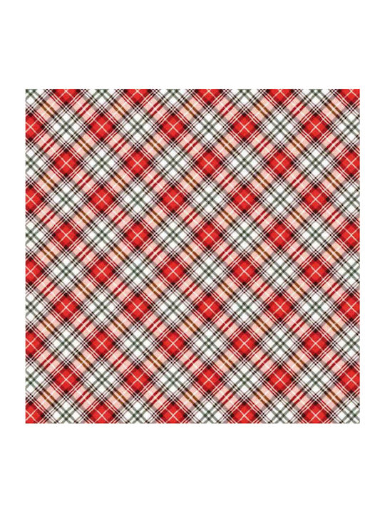 Borea Tartan Christmas Tablecloth Fabric Red L260xW140cm.