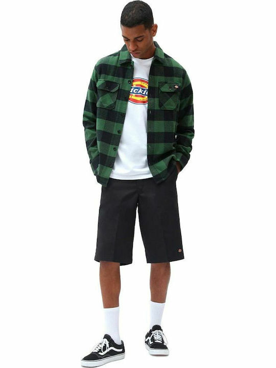 Sacramento Long-sleeved Flannel Shirt Checked Pine Green